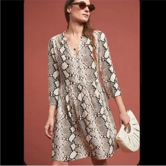 Anthropologie Maeve Juno Snakeskin Print Dress Size Large - Picture 1 of 5